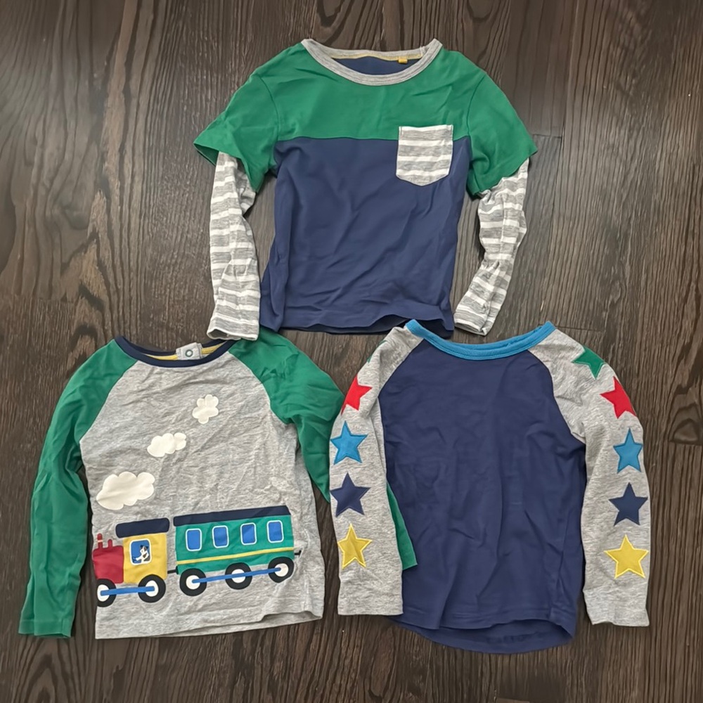 Boden bundle Kids Long Sleeve Colorful Train and Stars Shirts 2-3y